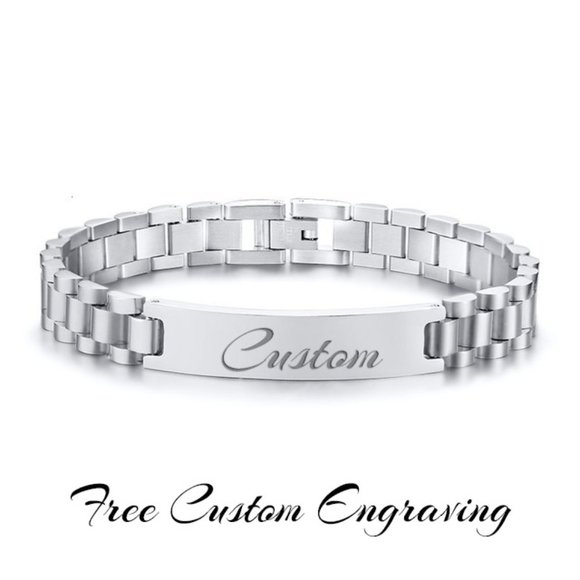 MyBeadEmporium Other - Mens silver plated high polished stainless steel custom bracelet.